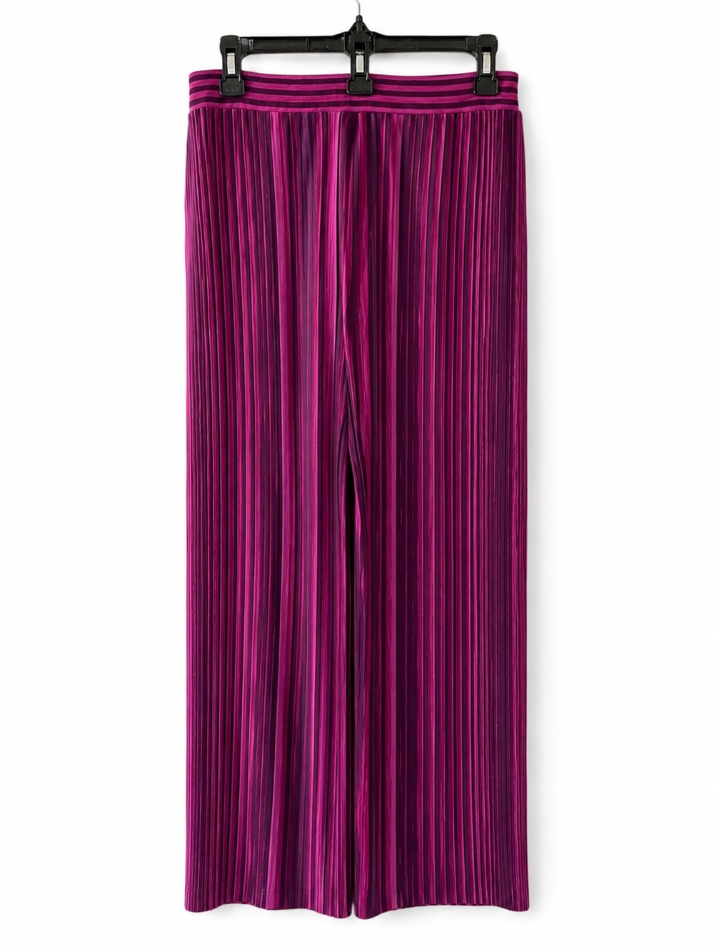 Susan Graver Plissé Wide-Leg Pants in Magenta